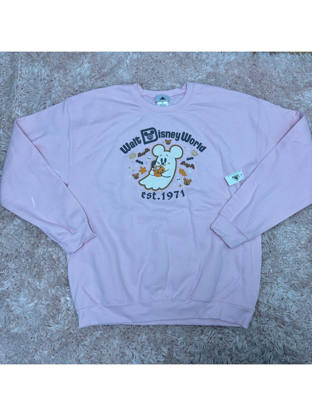 Walt Disney World Disney Parks 2025 Halloween Cutie Ghost Pink Sweatshirt Size M - Picture 1 of 1